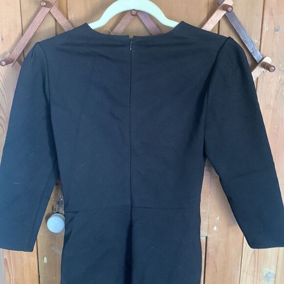 Shoshanna Ralph stretch crepe 3/4 sleeve runched midi dress - Picture 9 of 11